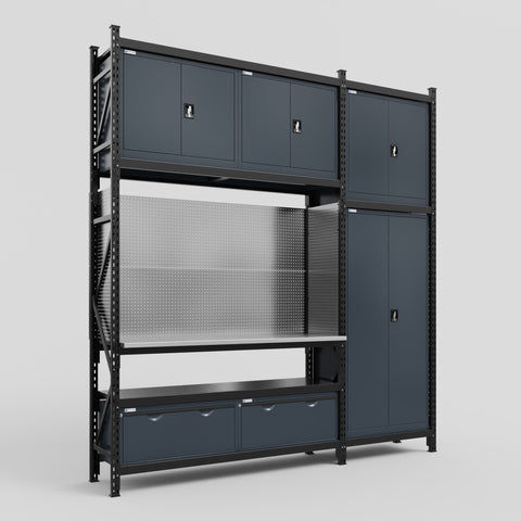 M21 Modular Work Bench - H3100mm x W2880mm | Stainless WBT | Dark Grey