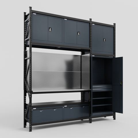 M21 Modular Work Bench - H3100mm x W2880mm | Stainless WBT | Dark Grey