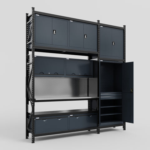 M21 Modular Work Bench - H3100mm x W2880mm | Stainless WBT | Dark Grey