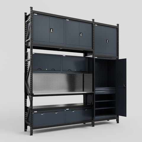 M21 Modular Work Bench - H3100mm x W2880mm | Stainless WBT | Dark Grey