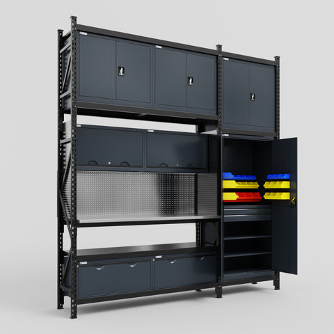 M21 Modular Work Bench - H3100mm x W2880mm | Stainless WBT | Dark Grey