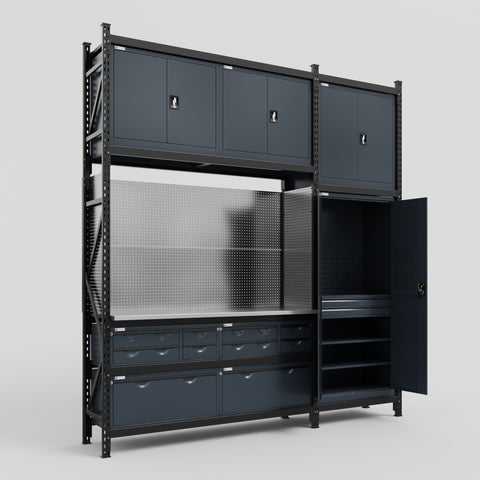 M21 Modular Work Bench - H3100mm x W2880mm | Stainless WBT | Dark Grey