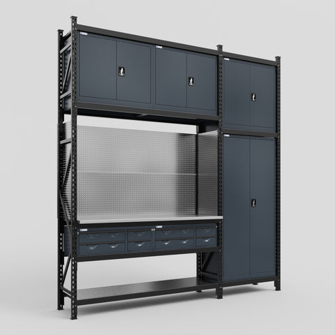 M21 Modular Work Bench - H3100mm x W2880mm | Stainless WBT | Dark Grey