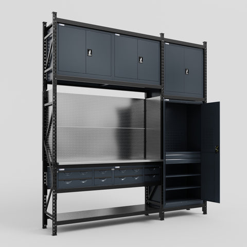 M21 Modular Work Bench - H3100mm x W2880mm | Stainless WBT | Dark Grey