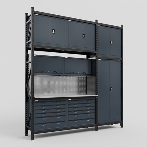 M21 Modular Work Bench - H3100mm x W2880mm | Stainless WBT | Dark Grey