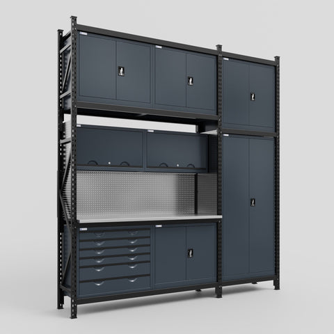 M21-3C Modular Work Bench - H3100mm x W2880mm | Stainless WBT | Dark Grey