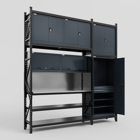 M21 Modular Work Bench - H3100mm x W2880mm | Stainless WBT | Dark Grey