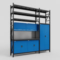 M21 Modular Work Bench with Shelves - H3100mm x W2880mm | Laminate WBT | Blue
