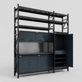 M21 Modular Work Bench with Shelves - H3100mm x W2880mm | Laminate WBT | Dark Grey