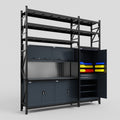 M21 Modular Work Bench with Shelves - H3100mm x W2880mm | Laminate WBT | Dark Grey