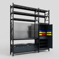 M21 Modular Work Bench with Shelves - H3100mm x W2880mm | Laminate WBT | Dark Grey