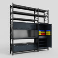M21 Modular Work Bench with Shelves - H3100mm x W2880mm | Laminate WBT | Dark Grey