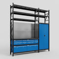 M21 Modular Work Bench with Shelves - H3100mm x W2880mm | Laminate WBT | Blue