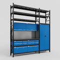 M21 Modular Work Bench with Shelves - H3100mm x W2880mm | Laminate WBT | Blue