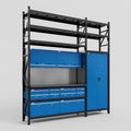 M21 Modular Work Bench with Shelves - H3100mm x W2880mm | Laminate WBT | Blue