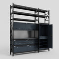 M21 Modular Work Bench with Shelves - H3100mm x W2880mm | Laminate WBT | Dark Grey