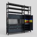 M21 Modular Work Bench with Shelves - H3100mm x W2880mm | Laminate WBT | Dark Grey
