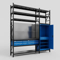 M21 Modular Work Bench with Shelves - H3100mm x W2880mm | Laminate WBT | Blue