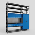 M21 Modular Work Bench with Shelves - H3100mm x W2880mm | Laminate WBT | Blue