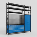 M21 Modular Work Bench with Shelves - H3100mm x W2880mm | Laminate WBT | Blue