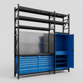 M21 Modular Work Bench with Shelves - H3100mm x W2880mm | Laminate WBT | Blue