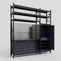 M21 Modular Work Bench with Shelves - H3100mm x W2880mm | Laminate WBT | Dark Grey