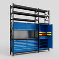 M21 Modular Work Bench with Shelves - H3100mm x W2880mm | Laminate WBT | Blue