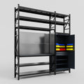 M21 Modular Work Bench with Shelves - H3100mm x W2880mm | Laminate WBT | Dark Grey