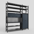 M21 Modular Work Bench with Shelves - H3100mm x W2880mm | Laminate WBT | Dark Grey