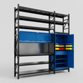 M21 Modular Work Bench with Shelves - H3100mm x W2880mm | Laminate WBT | Blue
