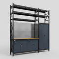 M21 Modular Work Bench with Shelves - H3100mm x W2880mm | MDF WBT | Dark Grey
