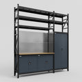 M21 Modular Work Bench with Shelves - H3100mm x W2880mm | MDF WBT | Dark Grey