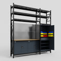 M21 Modular Work Bench with Shelves - H3100mm x W2880mm | MDF WBT | Dark Grey