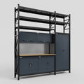 M21 Modular Work Bench with Shelves - H3100mm x W2880mm | MDF WBT | Dark Grey