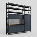 M21 Modular Work Bench with Shelves - H3100mm x W2880mm | MDF WBT | Dark Grey