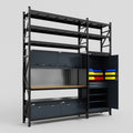 M21 Modular Work Bench with Shelves - H3100mm x W2880mm | MDF WBT | Dark Grey