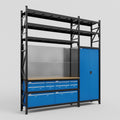 M21 Modular Work Bench with Shelves - H3100mm x W2880mm | MDF WBT | Blue