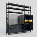 M21 Modular Work Bench with Shelves - H3100mm x W2880mm | MDF WBT | Dark Grey