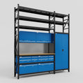 M21 Modular Work Bench with Shelves - H3100mm x W2880mm | MDF WBT | Blue