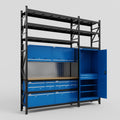 M21 Modular Work Bench with Shelves - H3100mm x W2880mm | MDF WBT | Blue