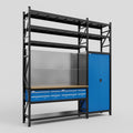 M21 Modular Work Bench with Shelves - H3100mm x W2880mm | MDF WBT | Blue