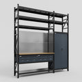 M21 Modular Work Bench with Shelves - H3100mm x W2880mm | MDF WBT | Dark Grey