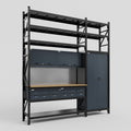 M21 Modular Work Bench with Shelves - H3100mm x W2880mm | MDF WBT | Dark Grey