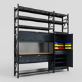 M21 Modular Work Bench with Shelves - H3100mm x W2880mm | MDF WBT | Dark Grey