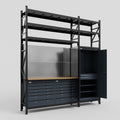 M21 Modular Work Bench with Shelves - H3100mm x W2880mm | MDF WBT | Dark Grey