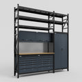 M21 Modular Work Bench with Shelves - H3100mm x W2880mm | MDF WBT | Dark Grey