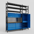 M21 Modular Work Bench with Shelves - H3100mm x W2880mm | MDF WBT | Blue