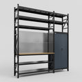 M21 Modular Work Bench with Shelves - H3100mm x W2880mm | MDF WBT | Dark Grey