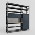 M21 Modular Work Bench with Shelves - H3100mm x W2880mm | MDF WBT | Dark Grey