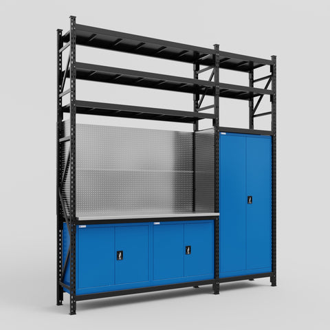 M21 Modular Work Bench with Shelves - H3100mm x W2880mm